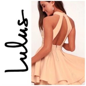 Lulus Dress Rehersal peach skater dress, M